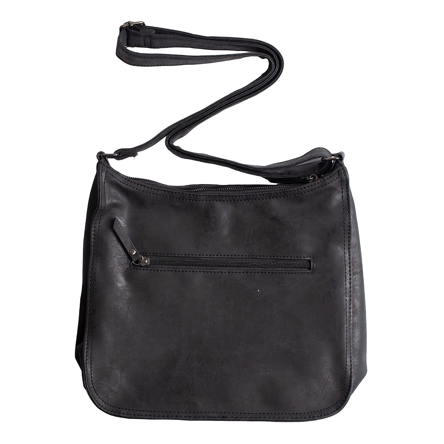 Designer Closeout - Enrico Benetti Leatherette Crossbody Bag with Shoulder Strap - Black