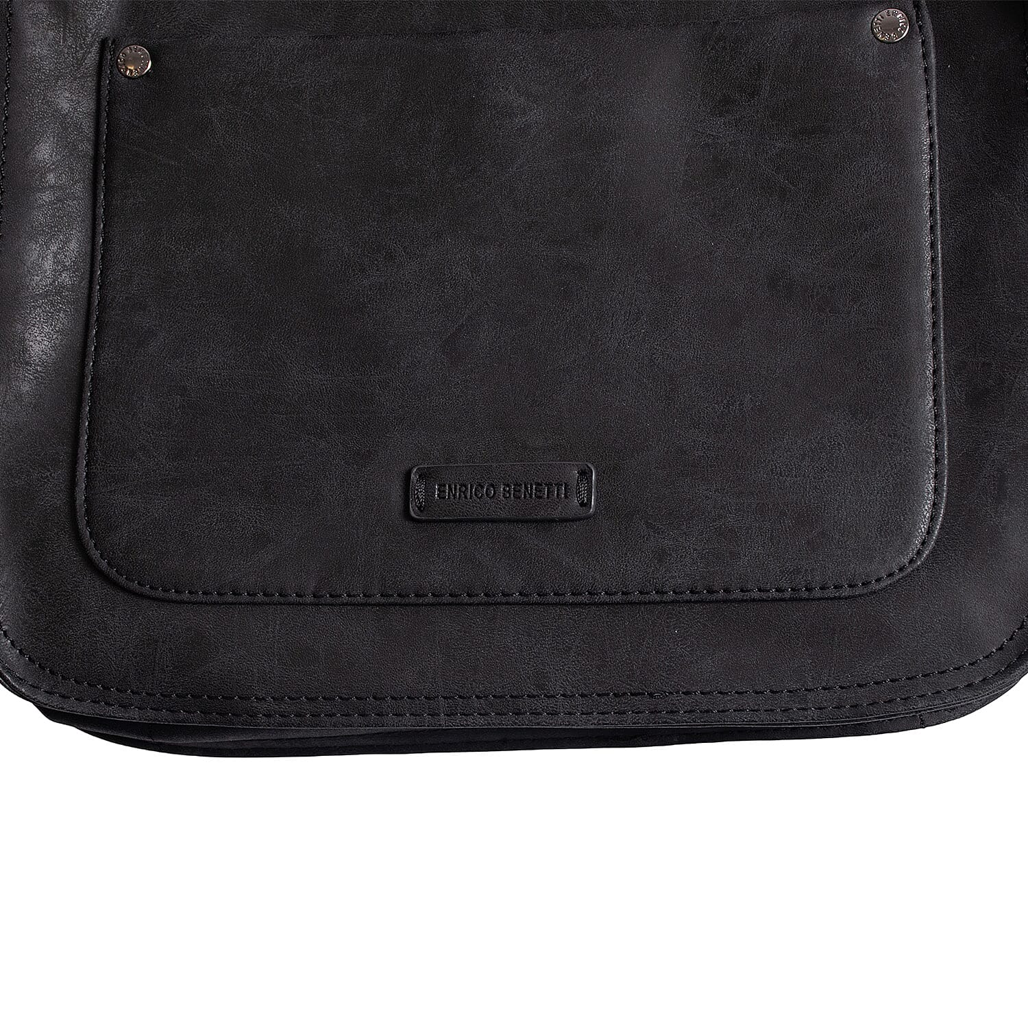 Designer Closeout - Enrico Benetti Leatherette Crossbody Bag with Shoulder Strap - Black