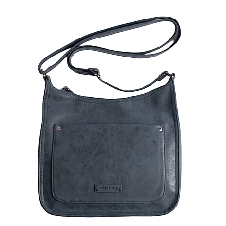 Designer Closeout - Enrico Benetti Leatherette Crossbody Bag with Shoulder Strap - Navy