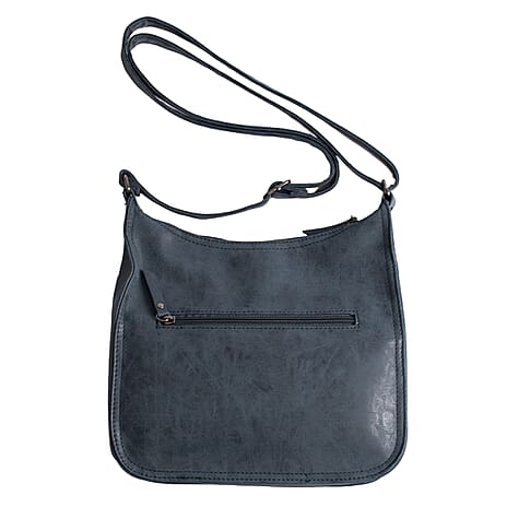 Designer Closeout - Enrico Benetti Leatherette Crossbody Bag with Shoulder Strap - Navy