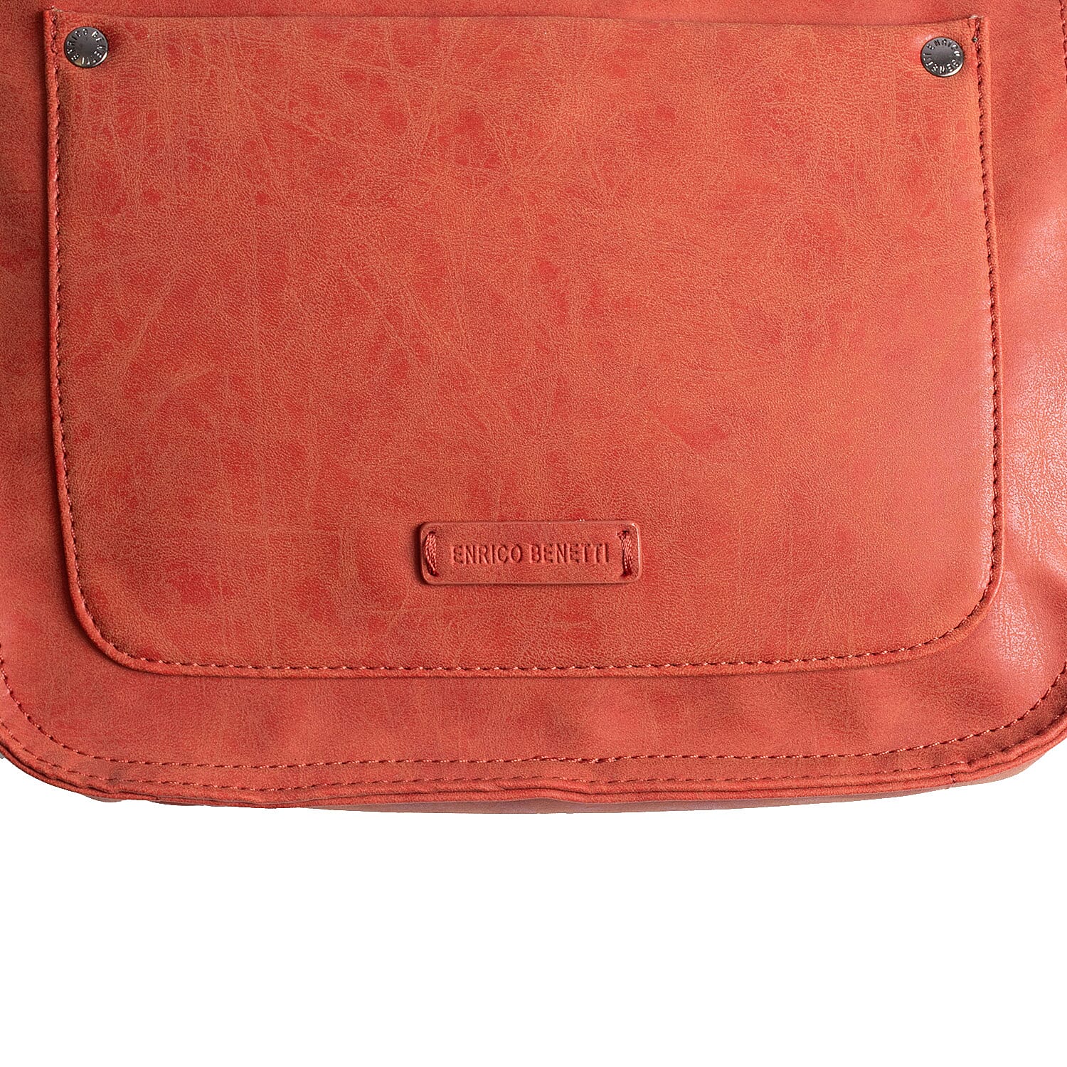 Designer Closeout - Enrico Benetti Leatherette Crossbody Bag with Shoulder Strap - Rust