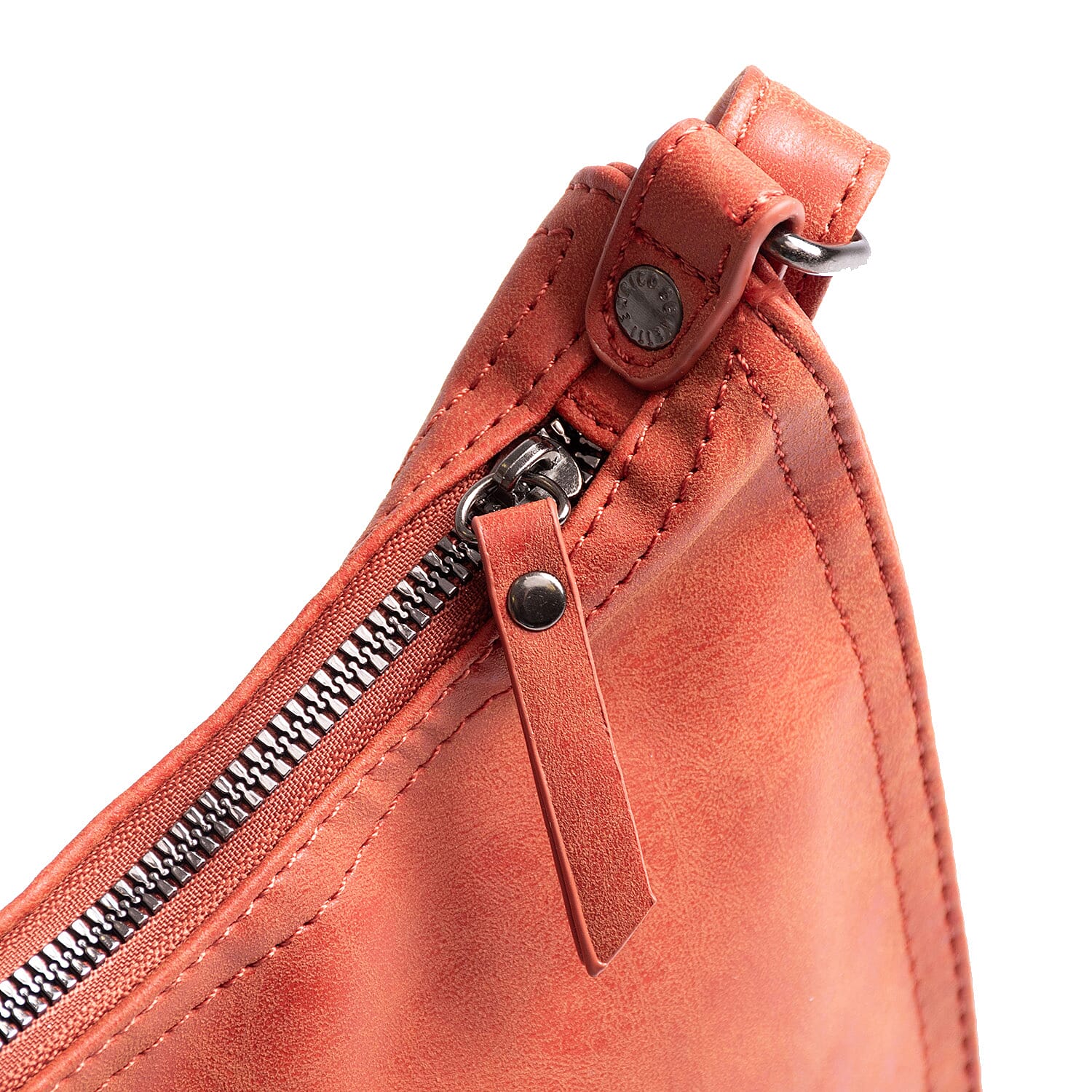 Designer Closeout - Enrico Benetti Leatherette Crossbody Bag with Shoulder Strap - Rust