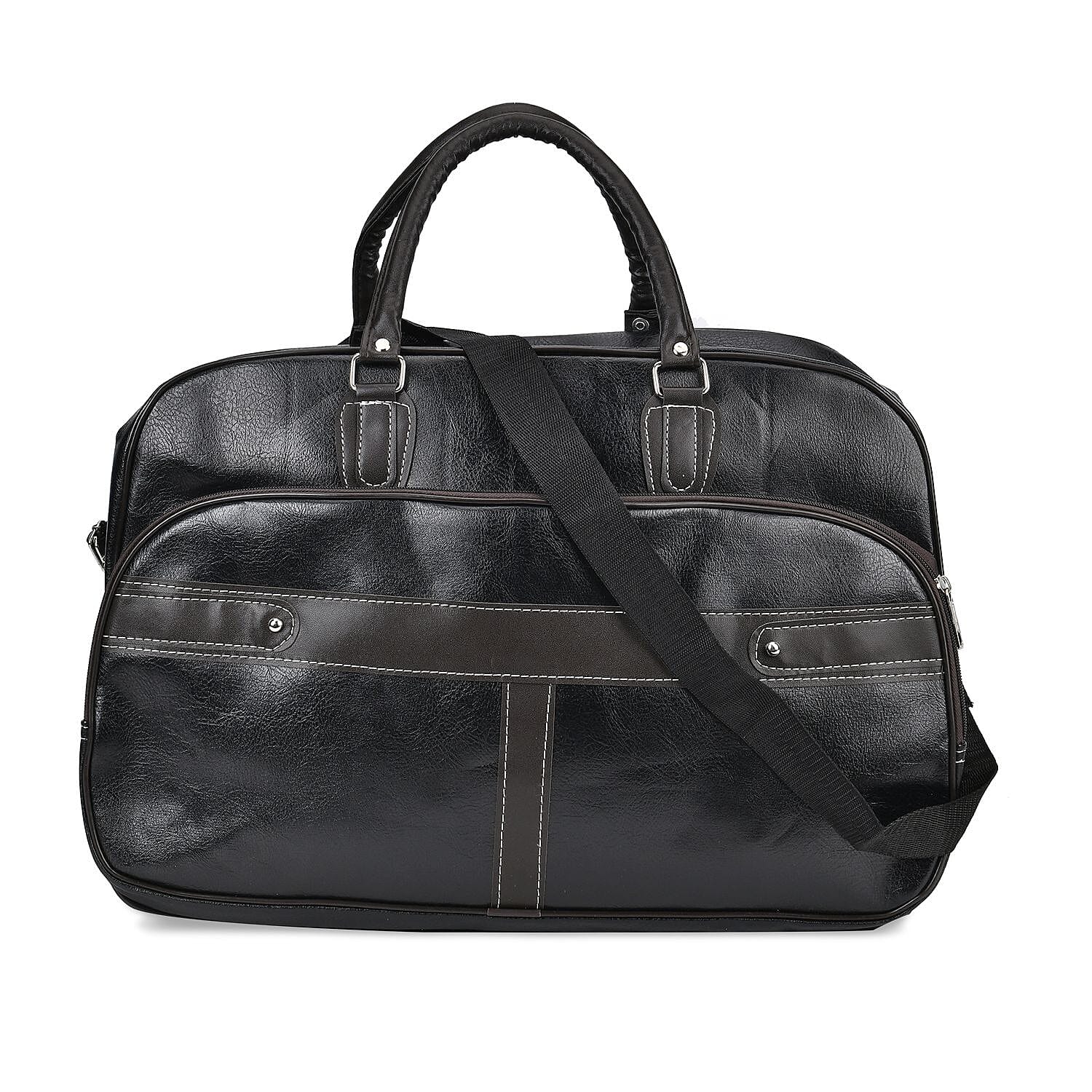 Leatherette-Travel-Bag-with-Shoulder-Strap-Size-52x33x20-cm-Black