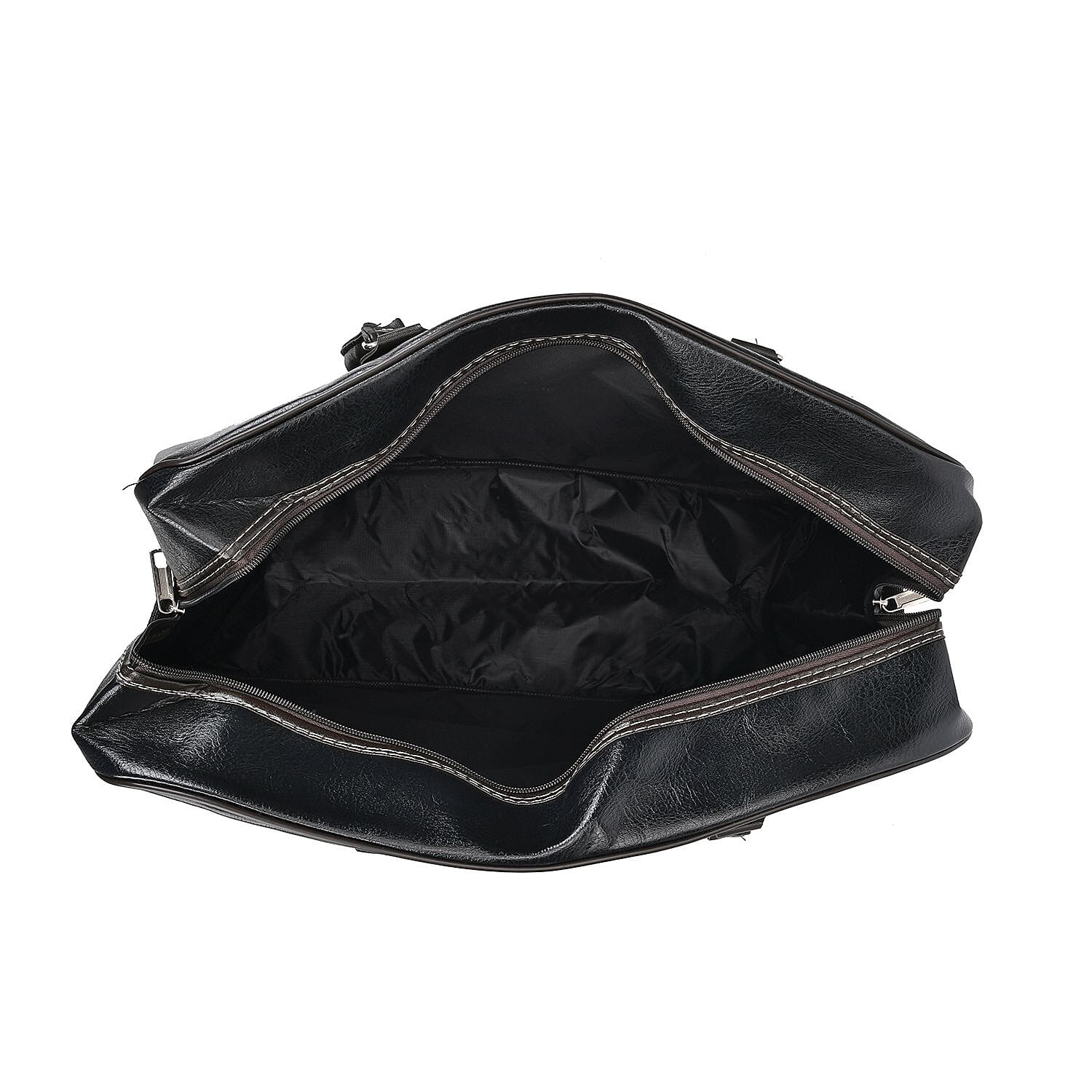 Leatherette Travel Bag with Shoulder Strap (Size 52x33x20 cm) - Black