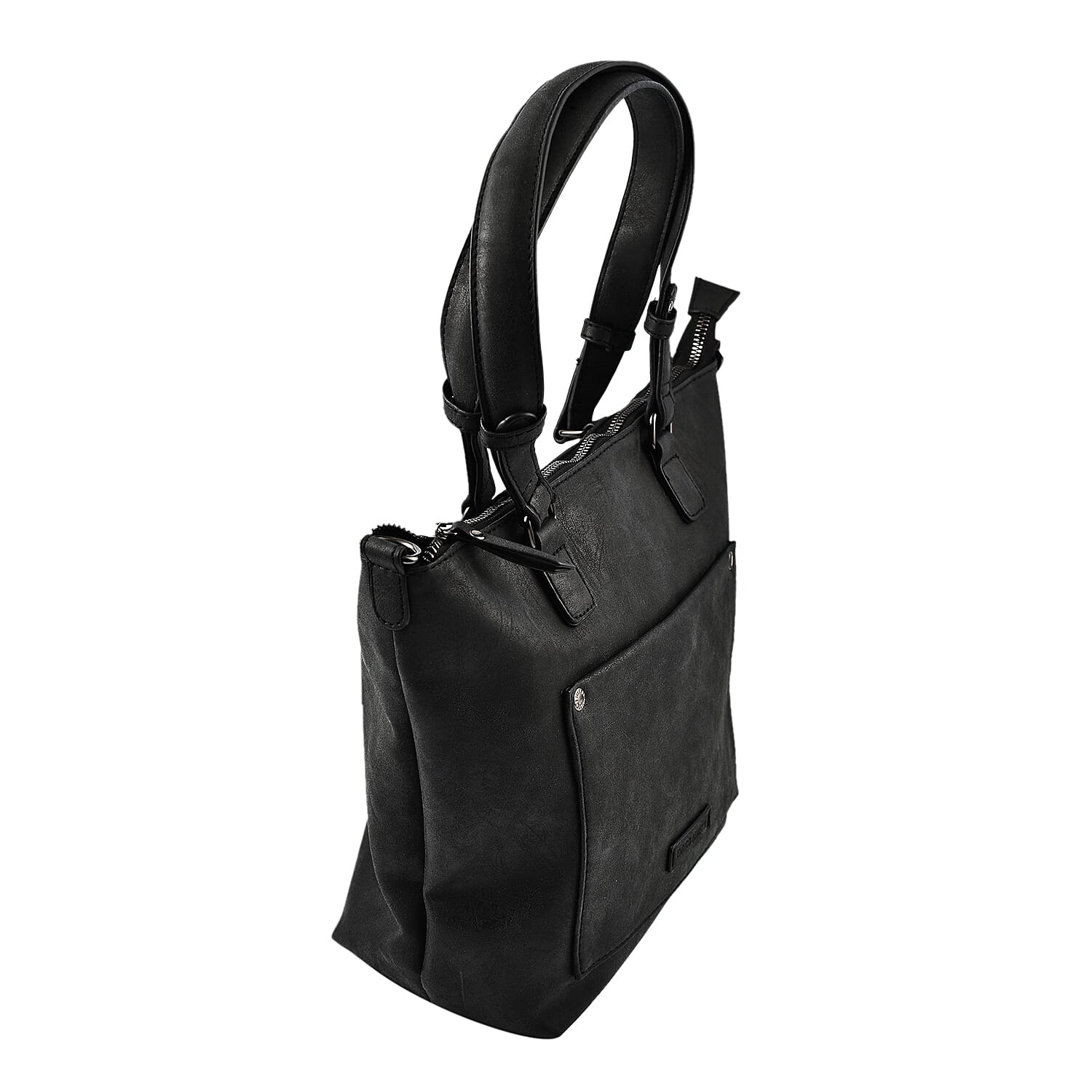 Designer Closeout - Enrico Benetti Leatherette Shoulder Bag with Handle Drop - Black