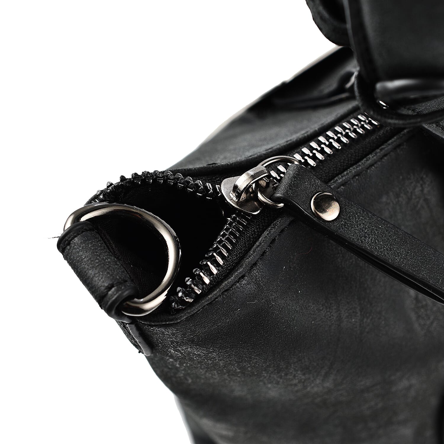 Designer Closeout - Enrico Benetti Leatherette Shoulder Bag with Handle Drop - Black