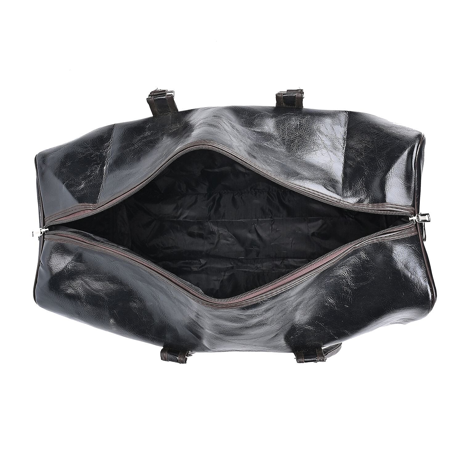 Designer Inspired Travel Duffle Bag with Shoulder Strap - Black