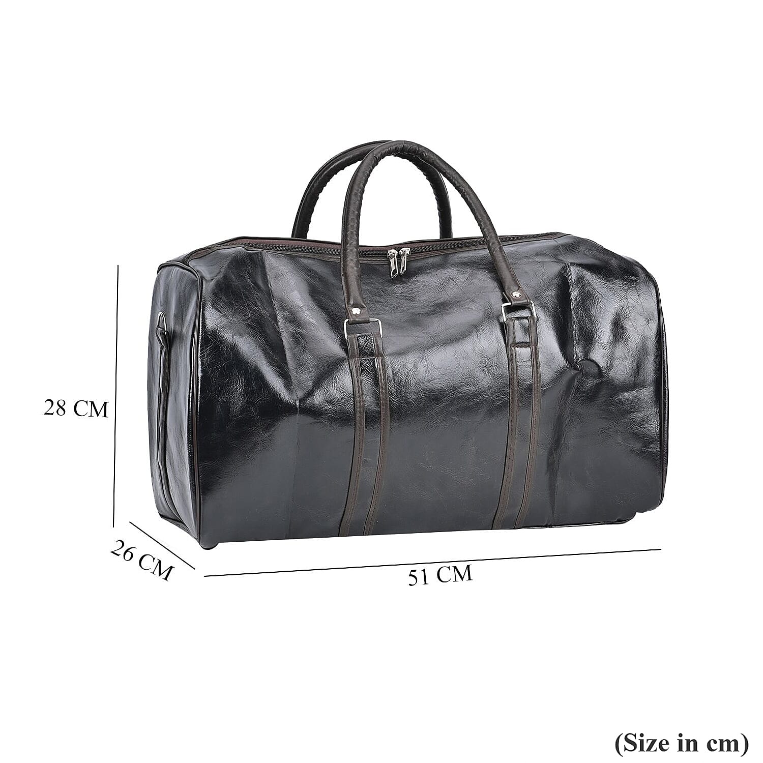 Designer Inspired Travel Duffle Bag with Shoulder Strap - Black