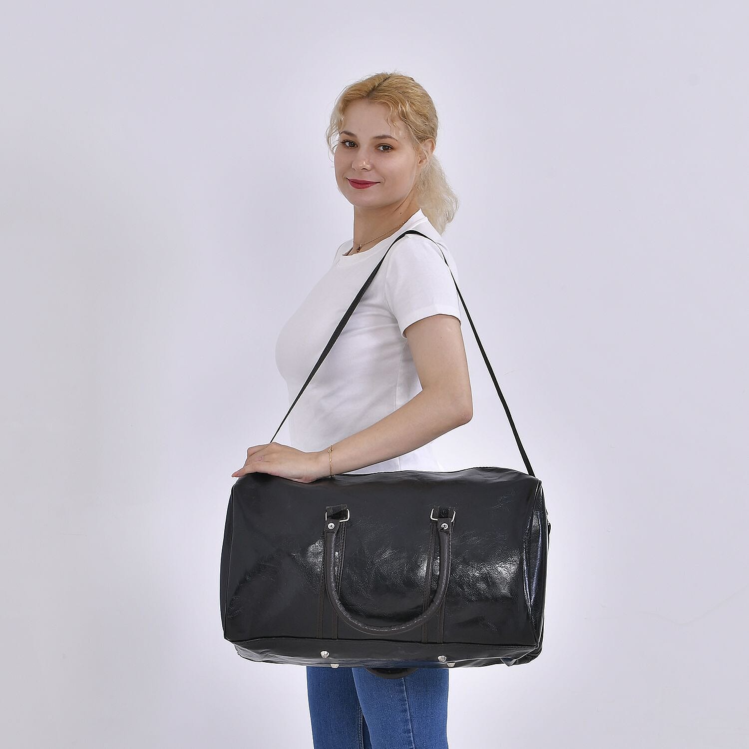 Designer Inspired Solid Travel Duffle Bag (Size 51x26x28 cm) - Black