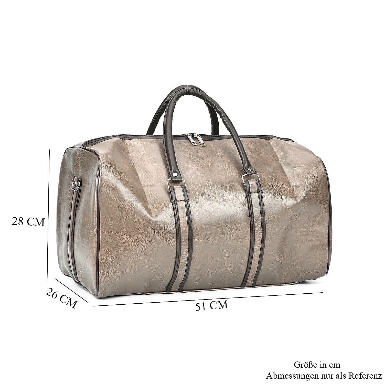 Designer Inspired Travel Duffle Bag with Shoulder Strap - Brown