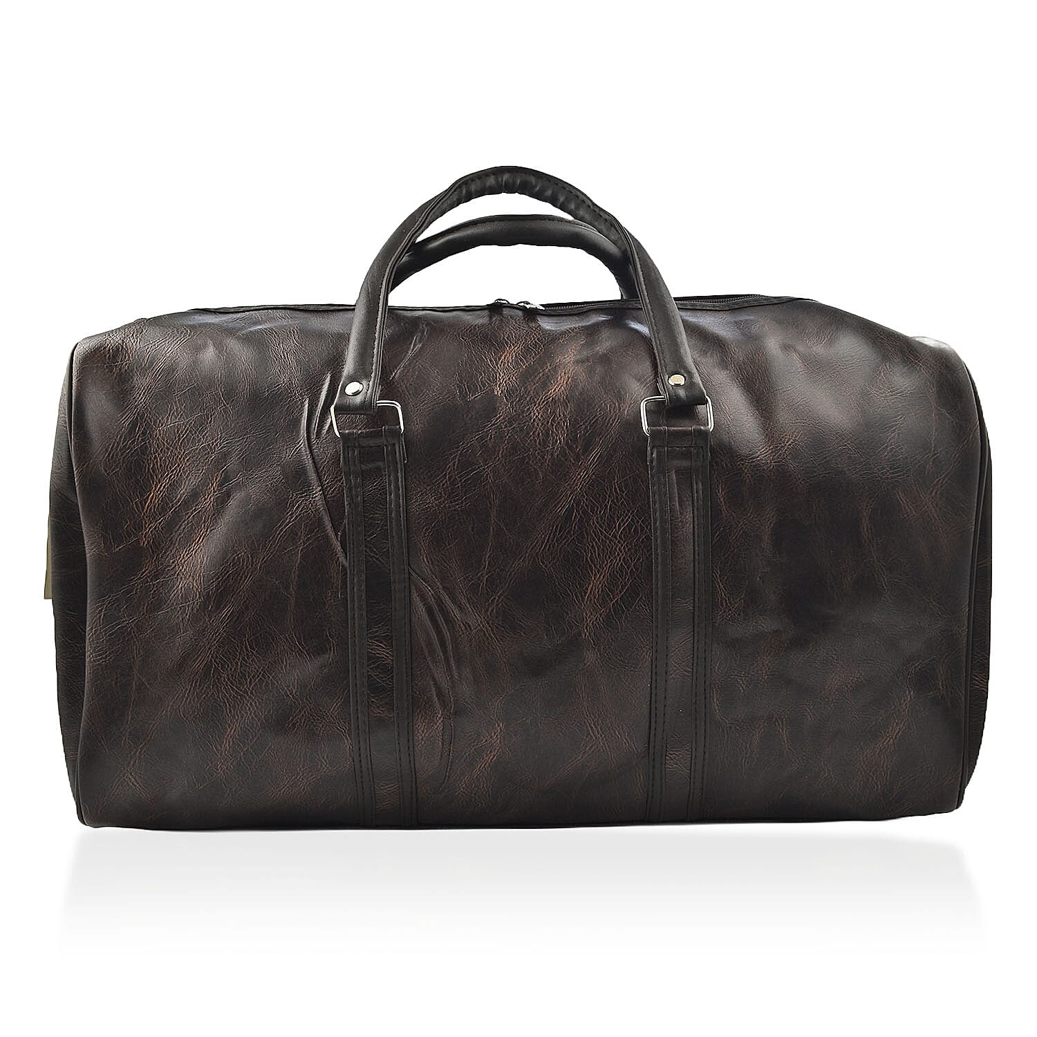 Designer Inspired Travel Duffle Bag with Shoulder Strap - Brown