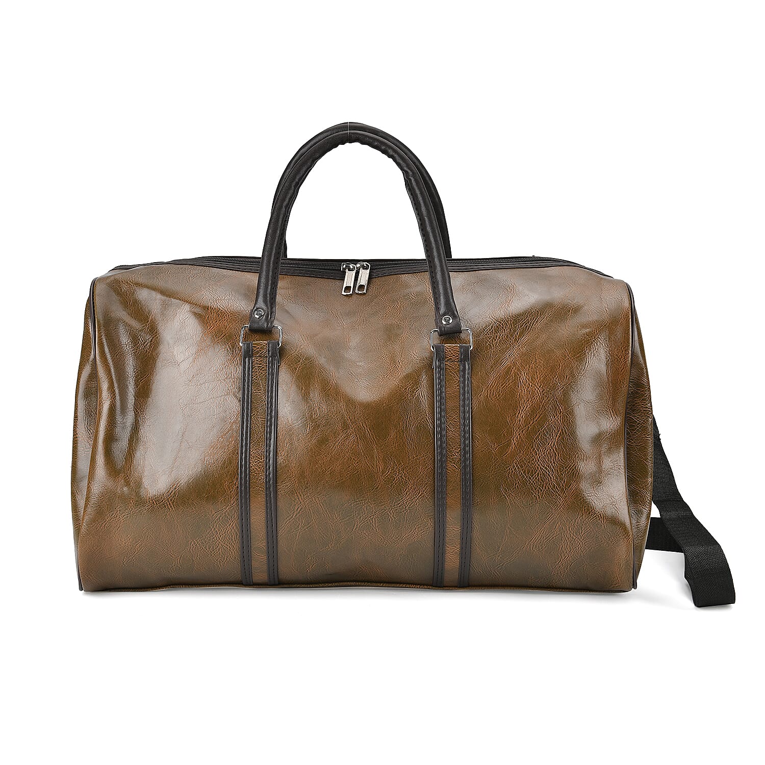 Designer Inspired Travel Duffle Bag with Shoulder Strap - Grey