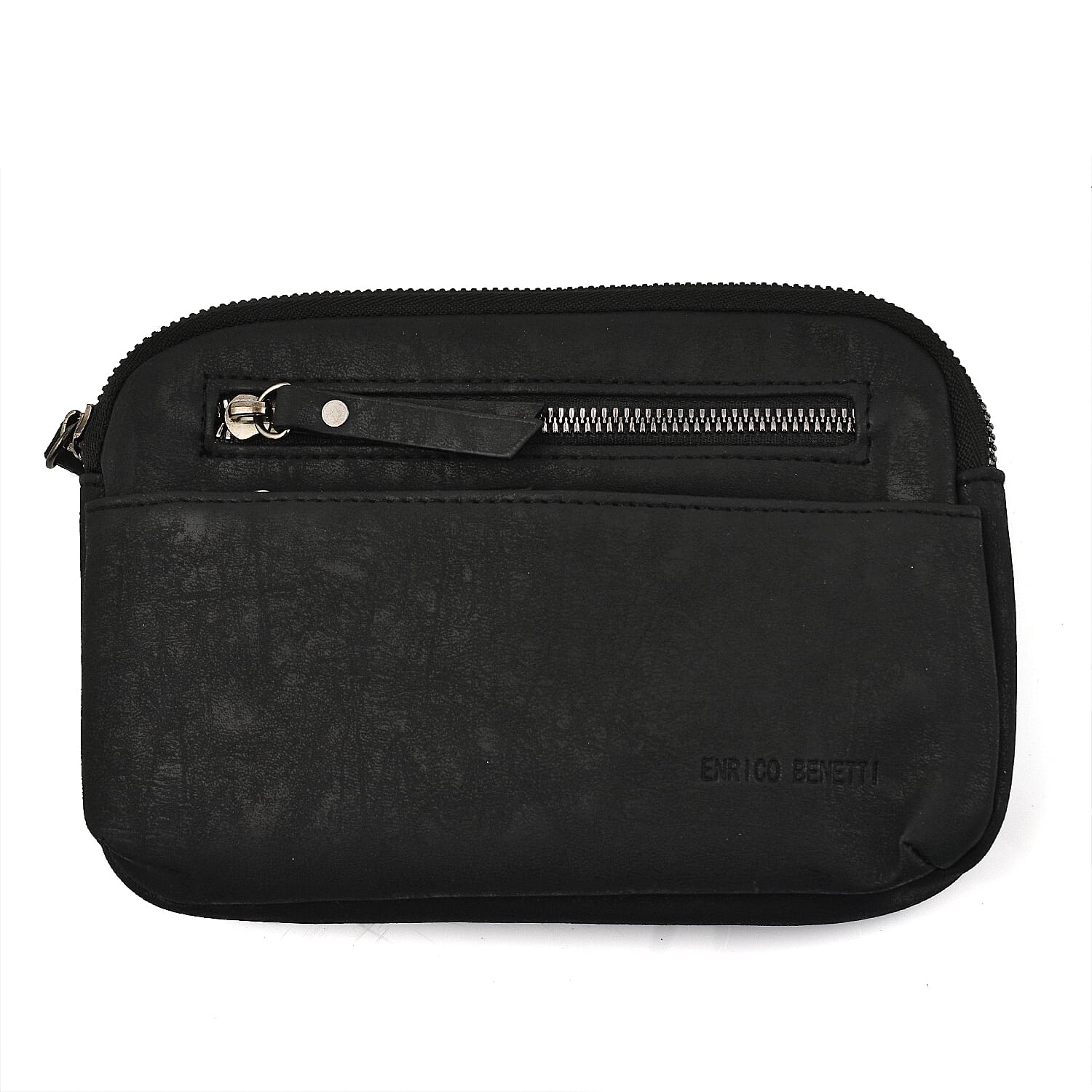 Designer Closeout - Enrico Benetti Crossbody Bag with Exterior Zipped Pocket - Black