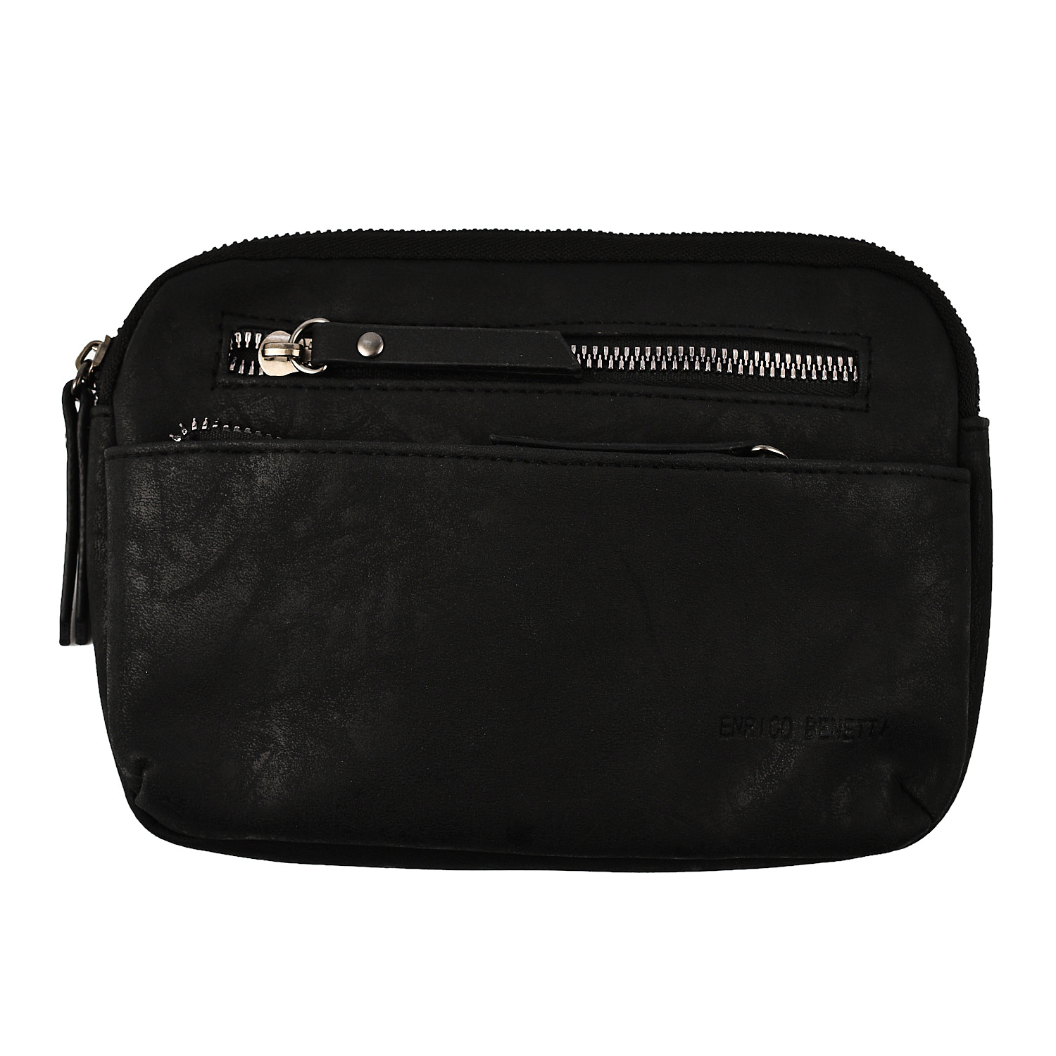 Designer Closeout - Enrico Benetti Crossbody Bag with Exterior Zipped Pocket - Black