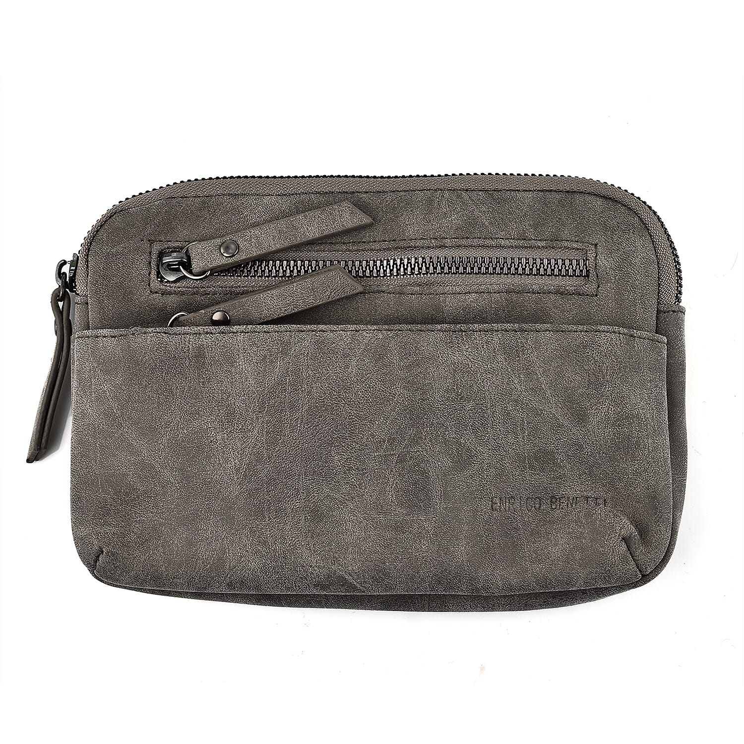 Designer Closeout - Enrico Benetti Crossbody Bag with Exterior Zipped Pocket - Midgrey