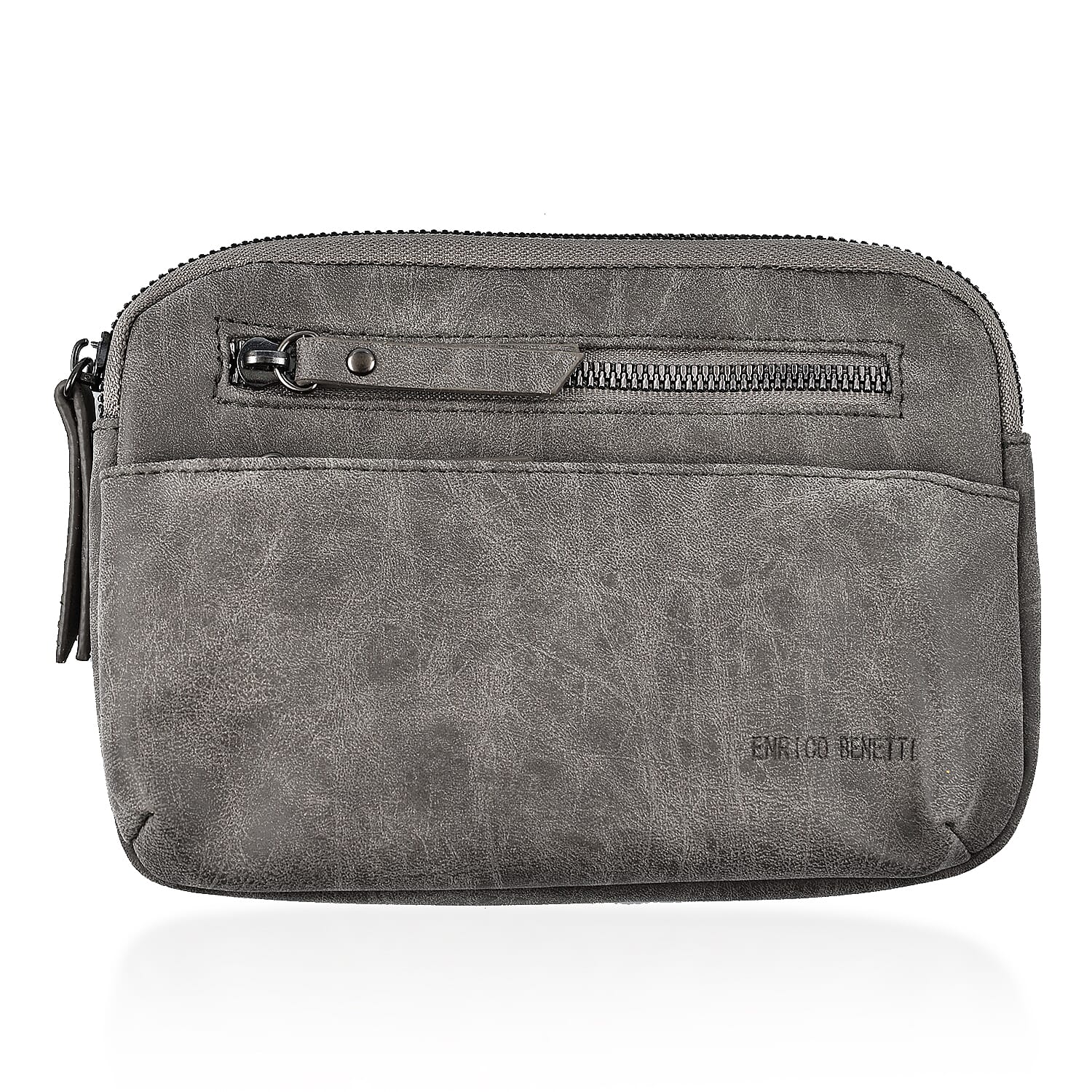 Designer Closeout - Enrico Benetti Crossbody Bag with Exterior Zipped Pocket - Midgrey