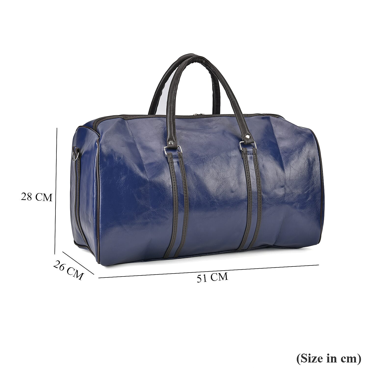 Designer Inspired Travel Duffle Bag with Shoulder Strap - Navy