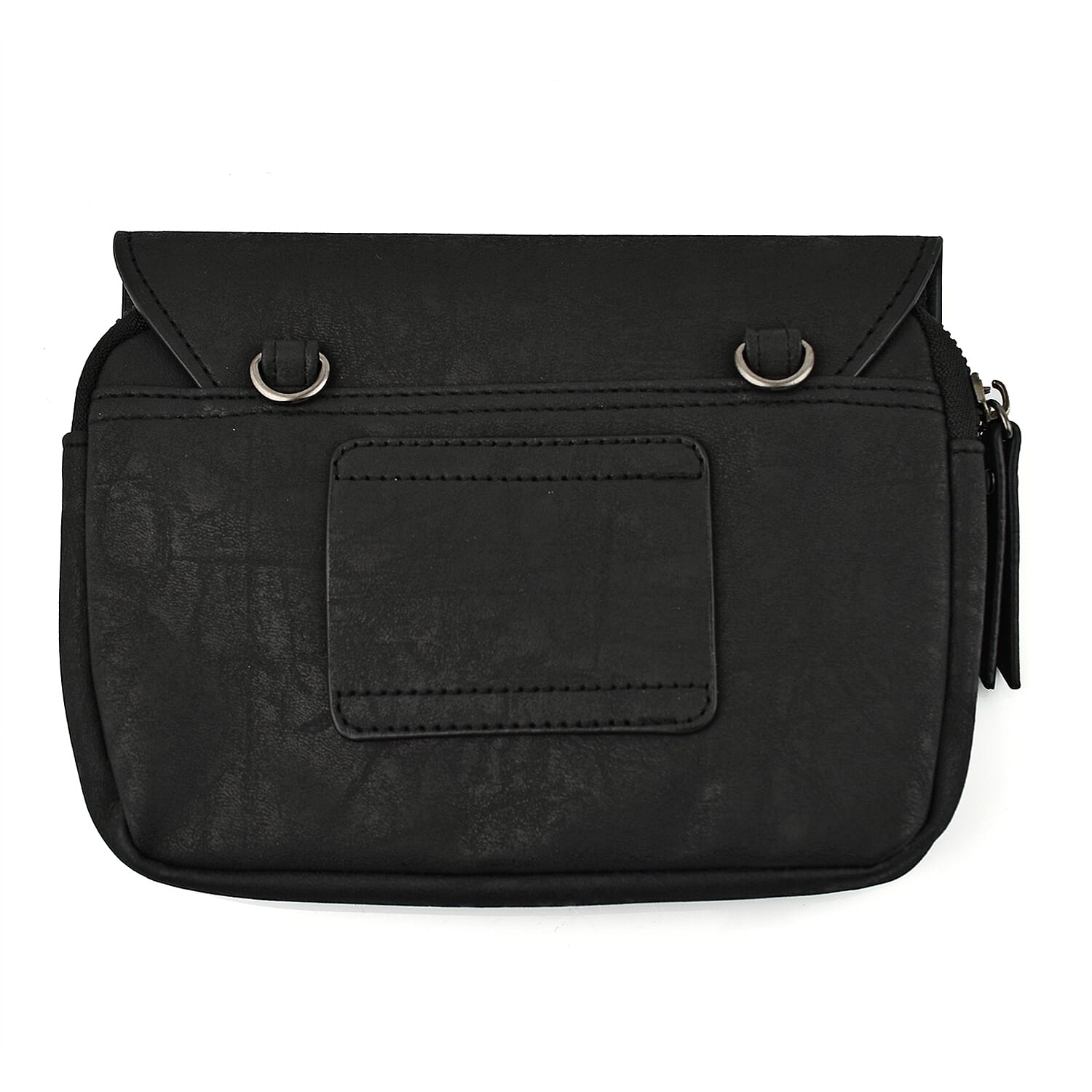 Designer Closeout - Enrico Benetti Leatherette Flap Crossbody Bag with Shoulder Strap - Black