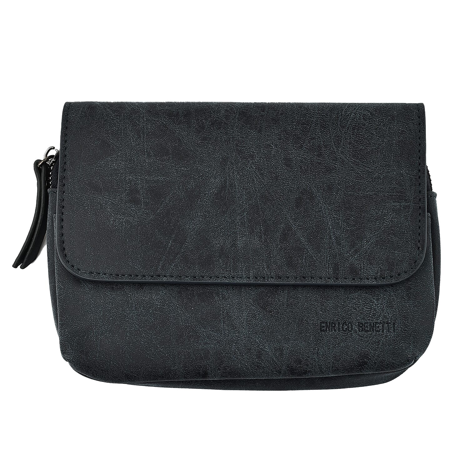 Designer Closeout - Enrico Benetti Leatherette Flap Crossbody Bag with Shoulder Strap - Navy