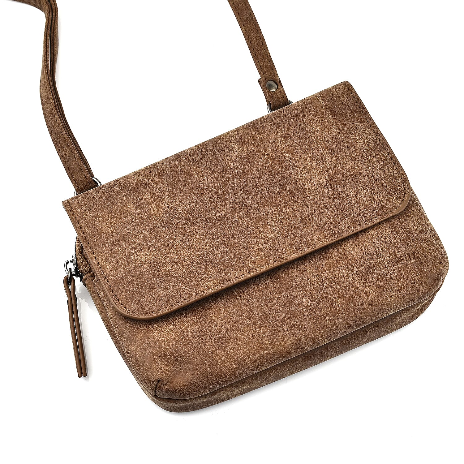 Designer Closeout - Enrico Benetti Crossbody Bag with Shoulder Strap - Camel