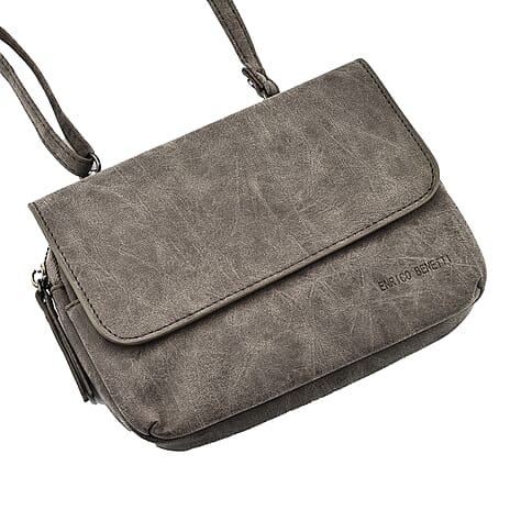 Designer Closeout - Enrico Benetti Crossbody Bag with Shoulder Strap - Midgrey