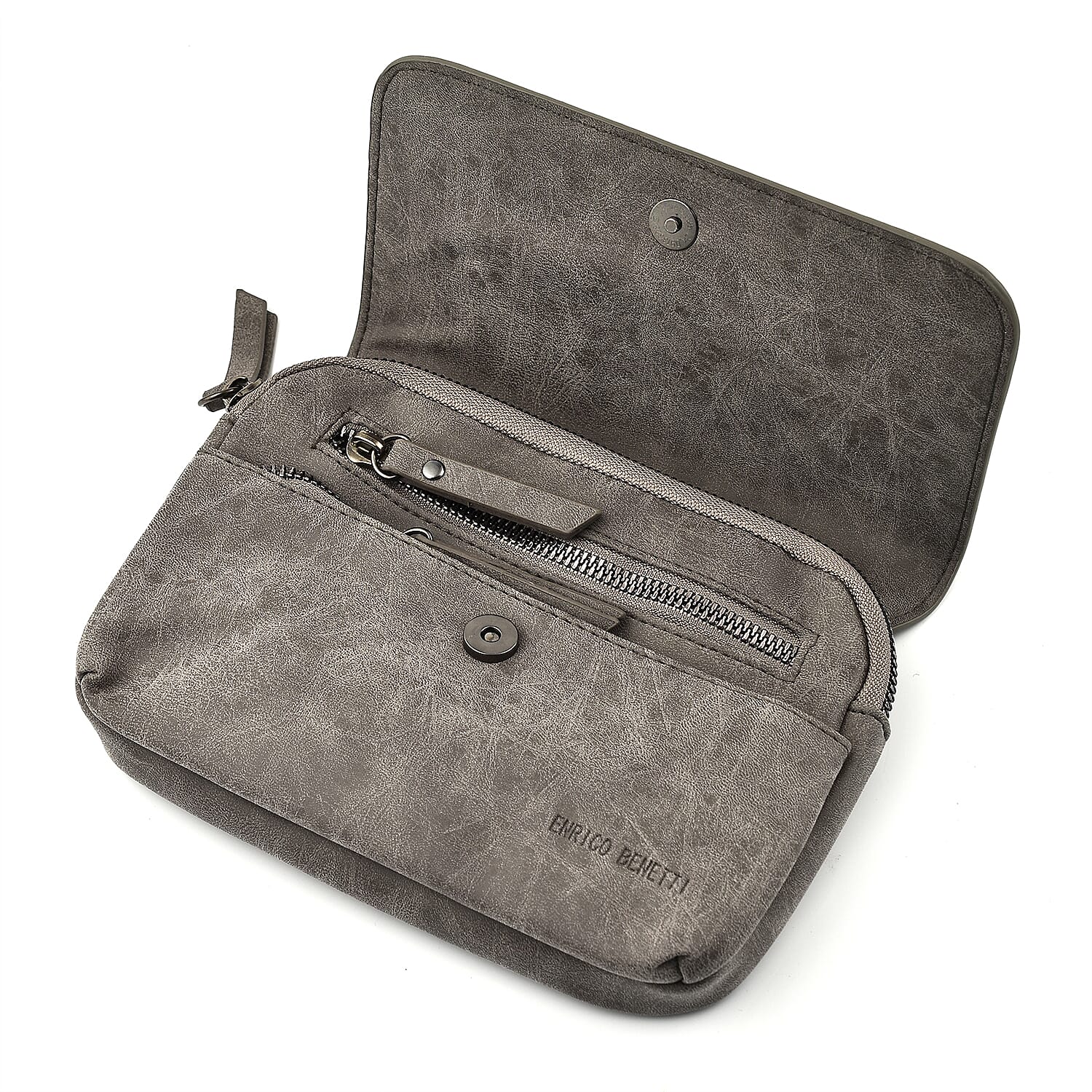 Designer Closeout - Enrico Benetti Crossbody Bag with Shoulder Strap - Midgrey