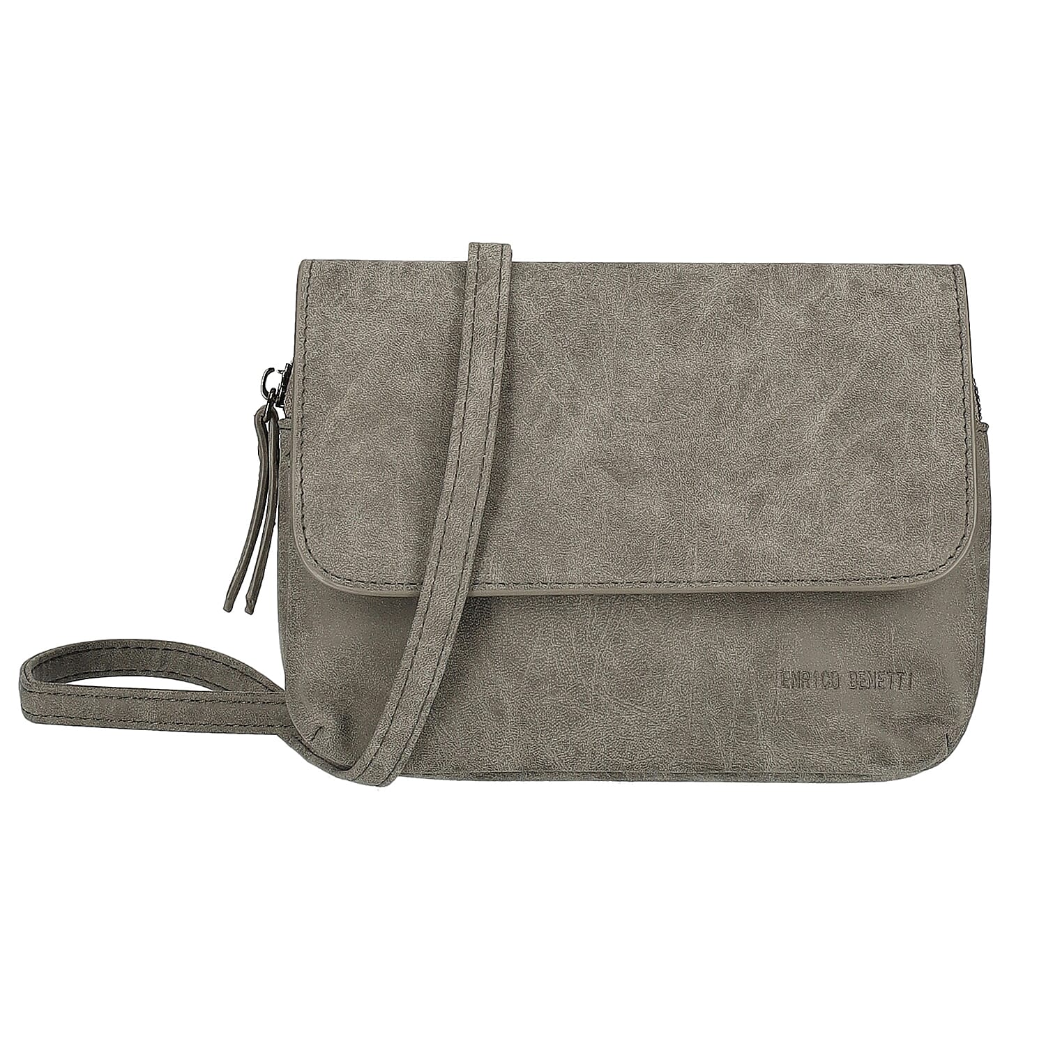 Designer Closeout - Enrico Benetti Crossbody Bag with Shoulder Strap - Midgrey