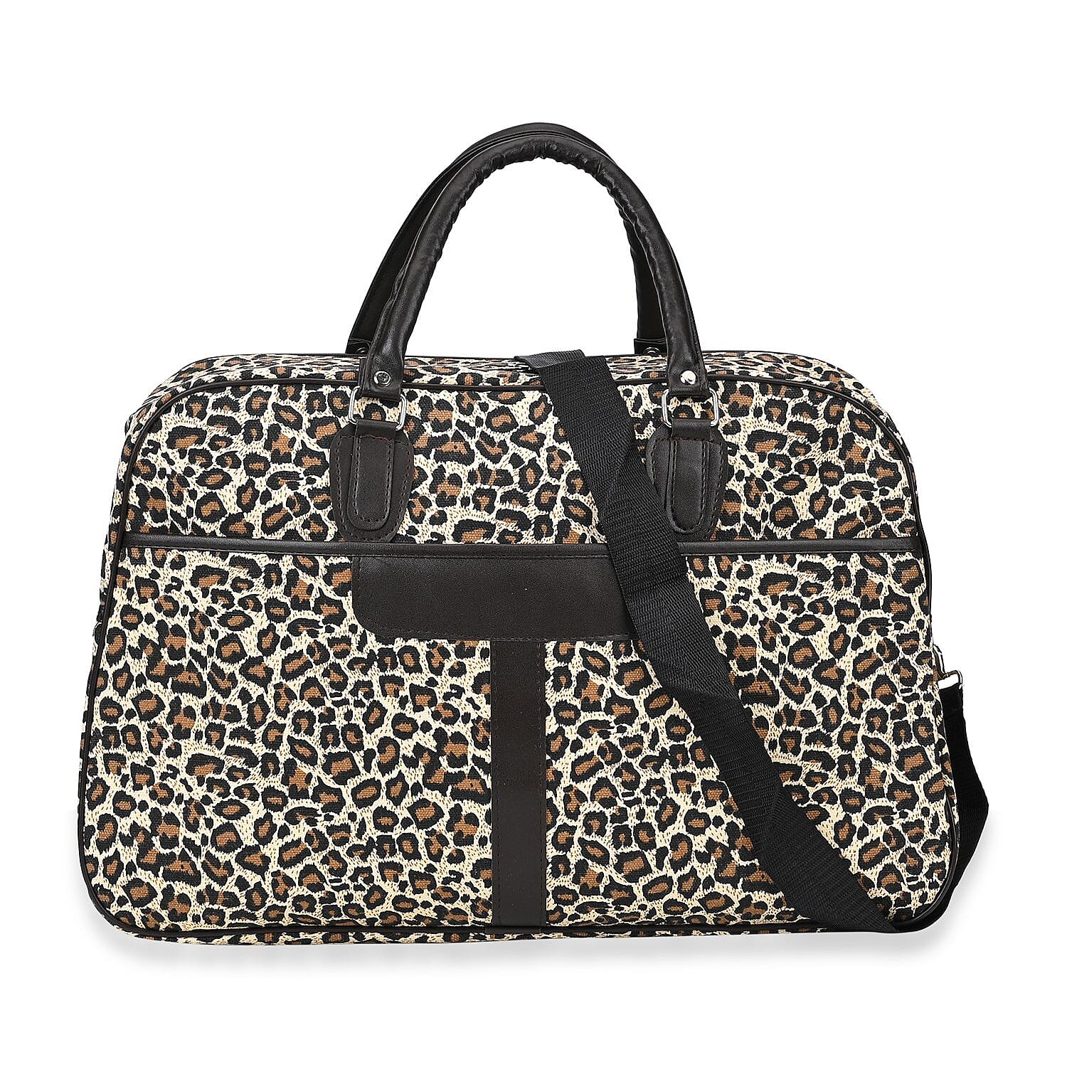Polyester Leopard Travel Bag (Size 51x19x33 cm) - Brown & White