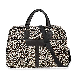 Polyester Leopard Travel Bag (Size 51x19x33 cm) - Brown & White