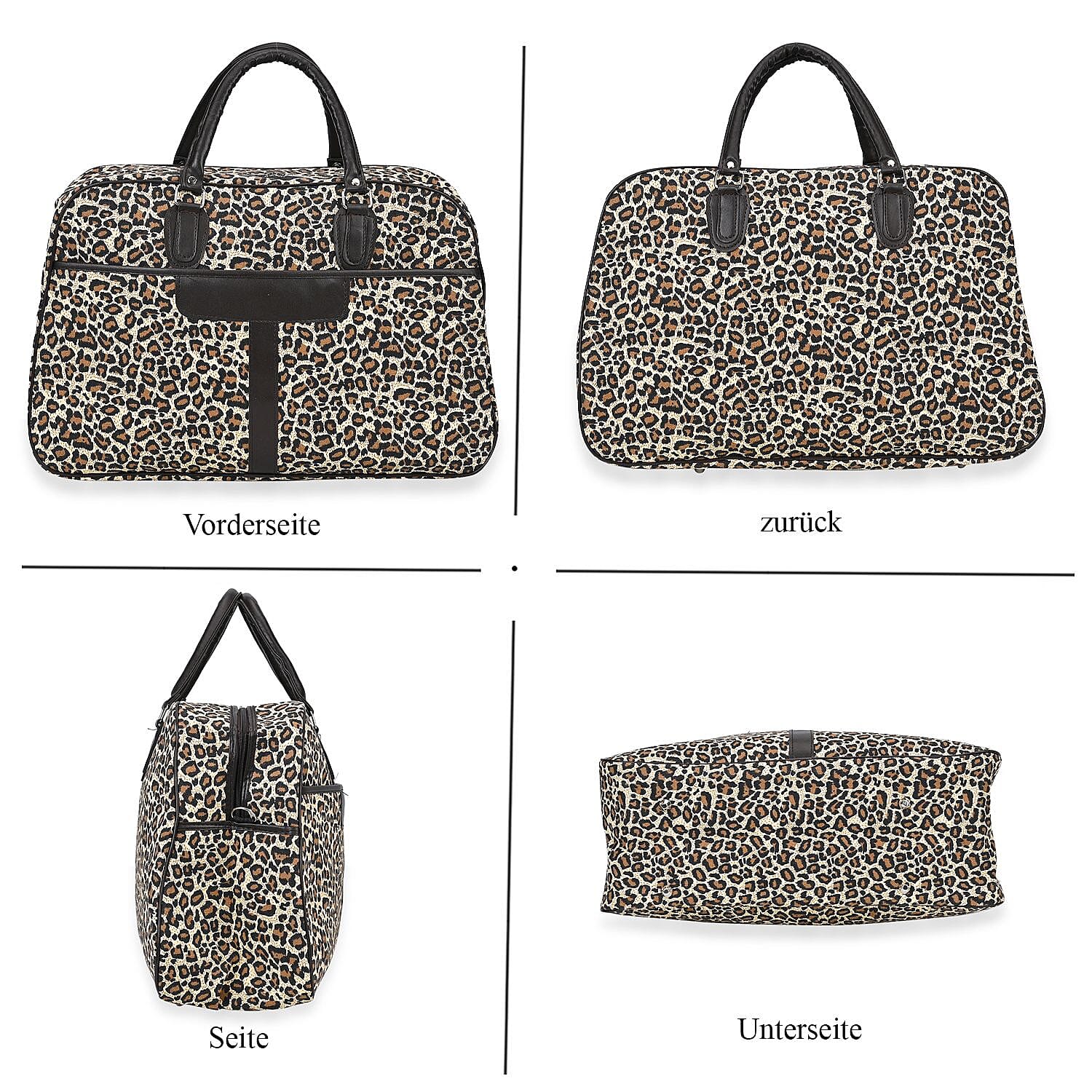 Polyester Leopard Travel Bag (Size 51x19x33 cm) - Brown & White