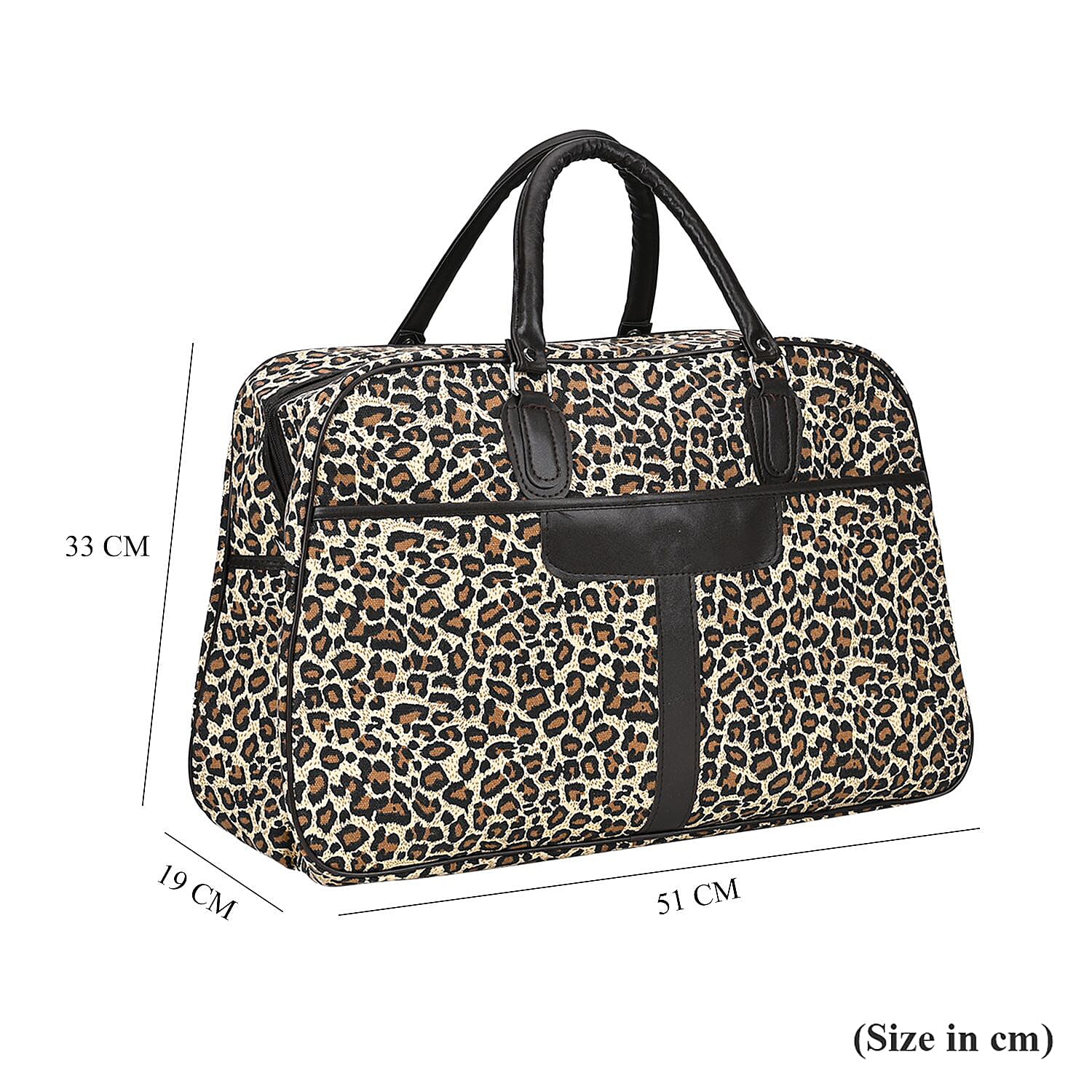 Polyester Leopard Travel Bag (Size 51x19x33 cm) - Brown & White