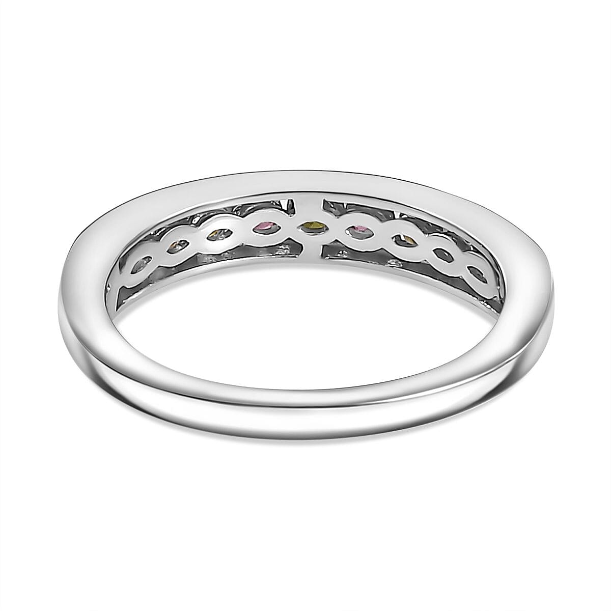 Multi-Tourmaline Stackable Ring in Platinum Overlay Sterling Silver