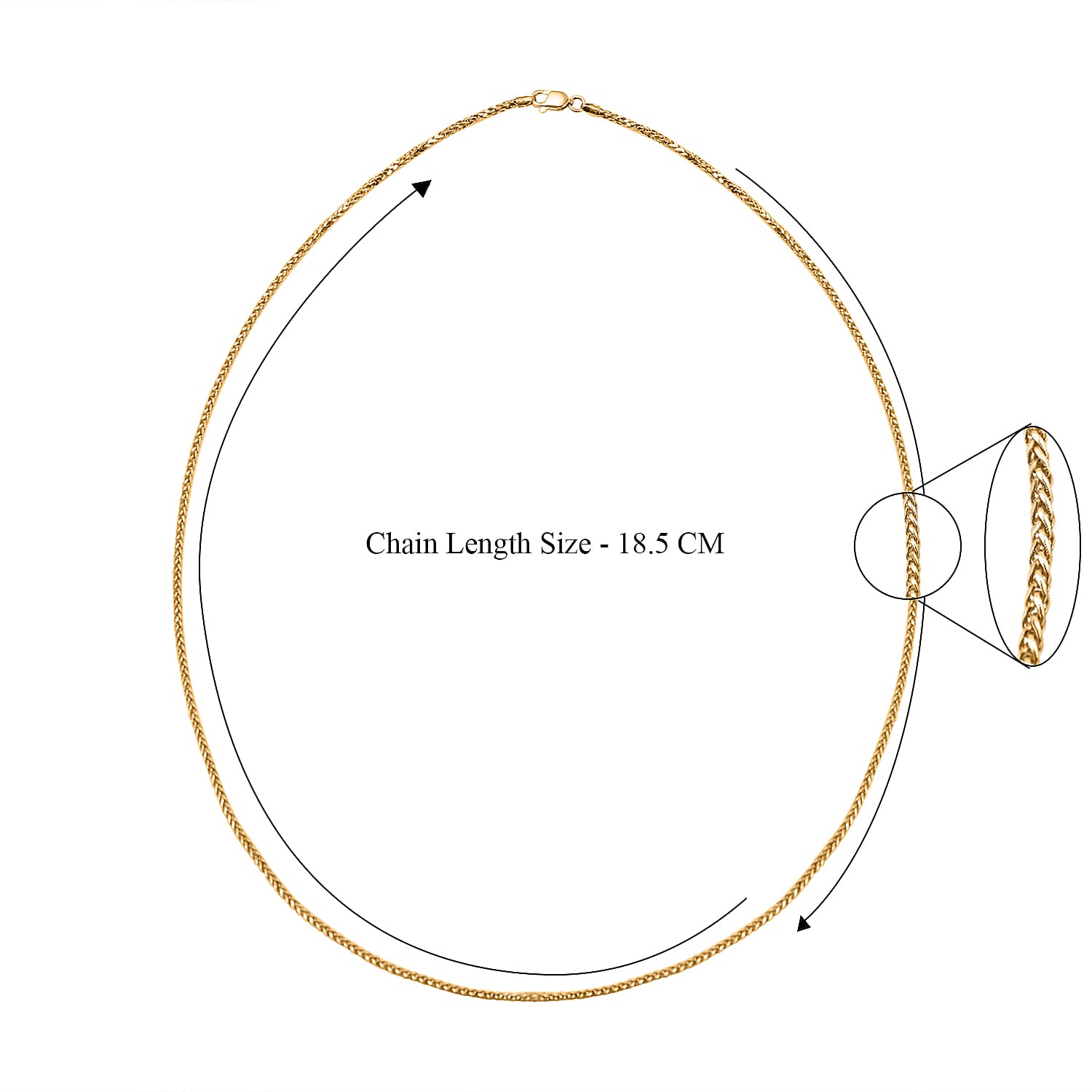 Hatton Collection - 9K Yellow Gold Spiga Diamond Cut Necklace (Size - 20)