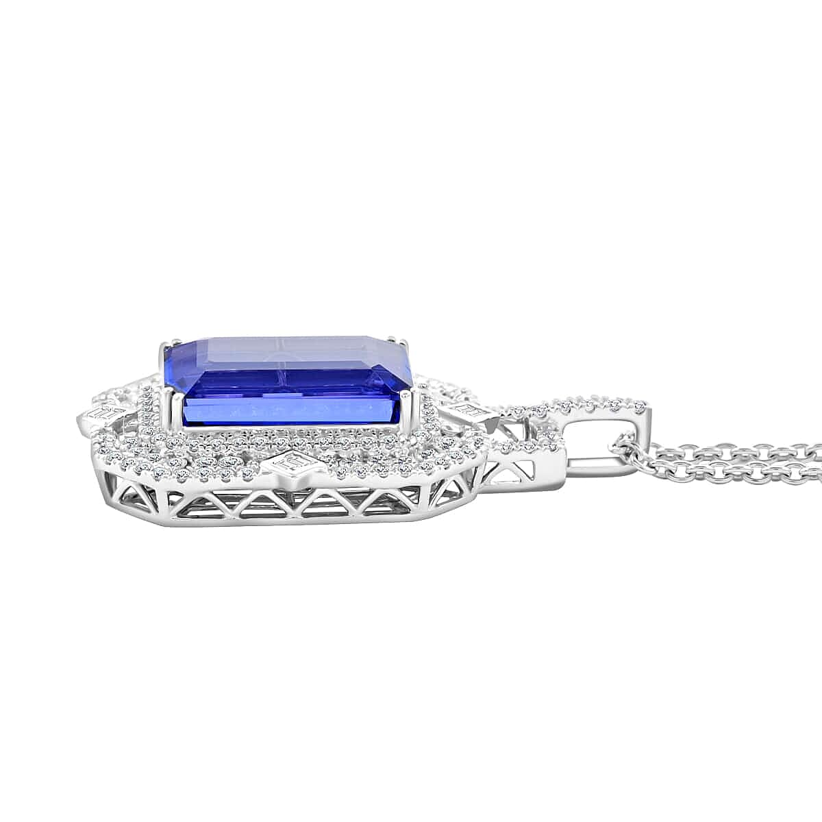 Certified and Appraised RHAPSODY 950 Platinum AAAA Tanzanite, Diamond Necklace 18 Inches, 20.05 Ct
