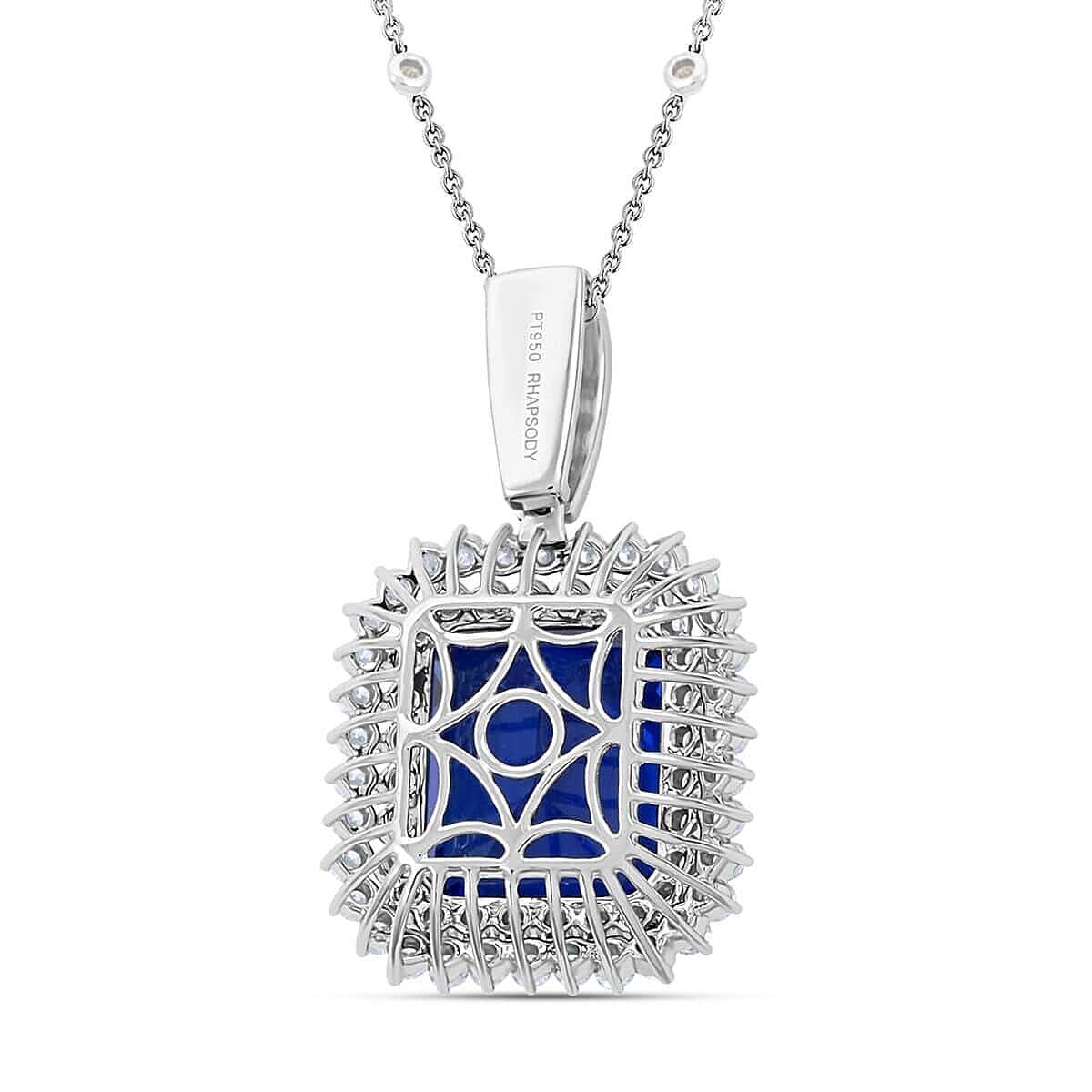 Certified and Appraised RHAPSODY 950 Platinum AAAA Tanzanite, Diamond Pendant Necklace 18 Inches