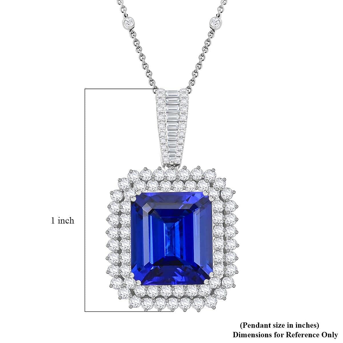 Certified and Appraised RHAPSODY 950 Platinum AAAA Tanzanite, Diamond Pendant Necklace 18 Inches