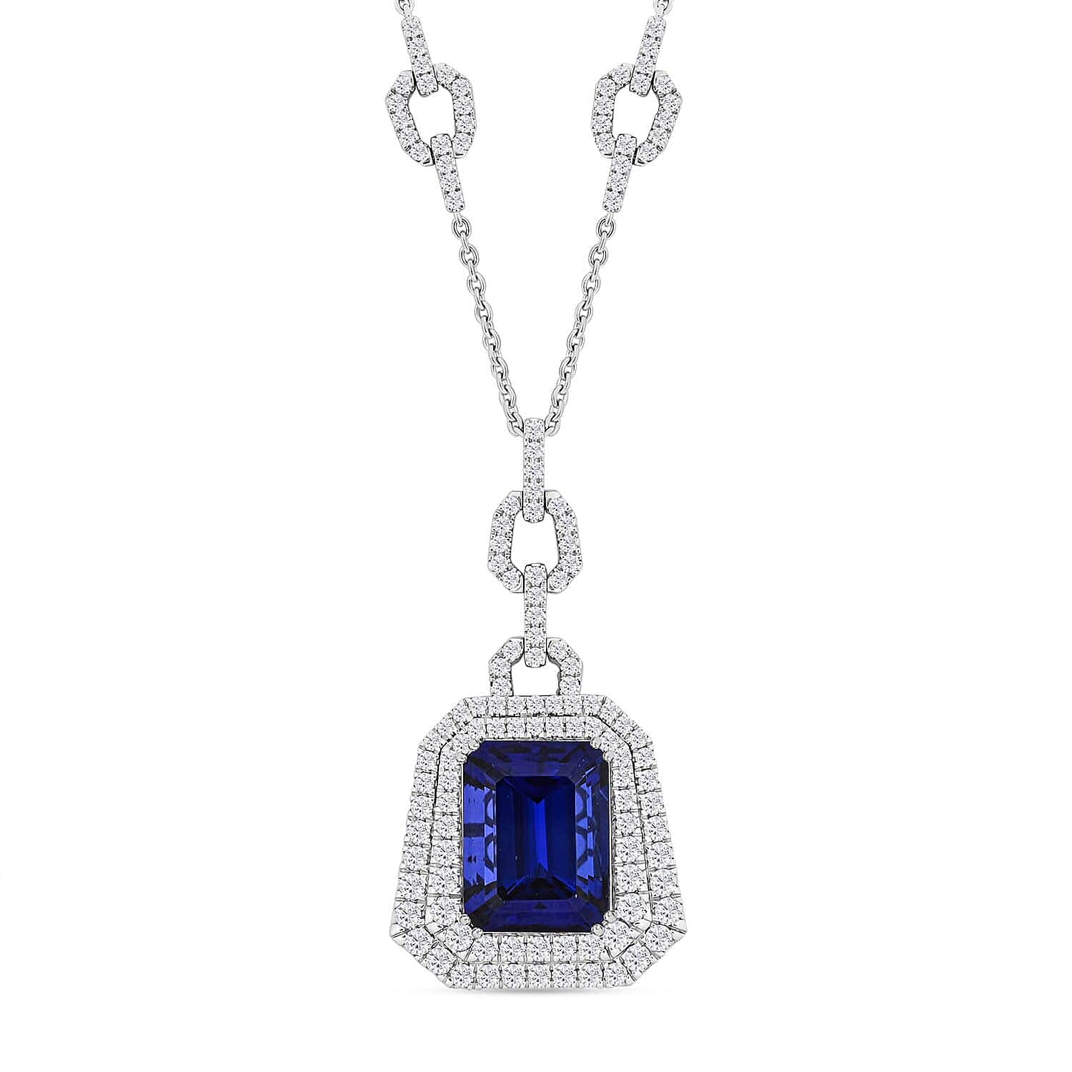 Certified and Appraised RHAPSODY 950 Platinum AAAA Tanzanite, Diamond Necklace 18 Inches 26.07 ct.