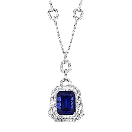 Certified and Appraised RHAPSODY 950 Platinum AAAA Tanzanite, Diamond Necklace 18 Inches 26.07 ct.