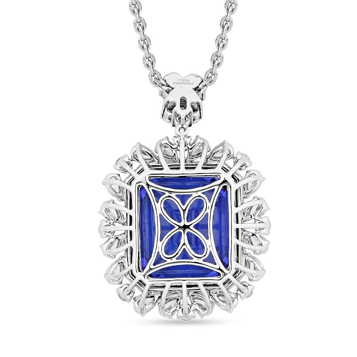 Certified and Appraised RHAPSODY 950 Platinum AAAA Tanzanite, Diamond Necklace 18 Inches 27.39 ct.
