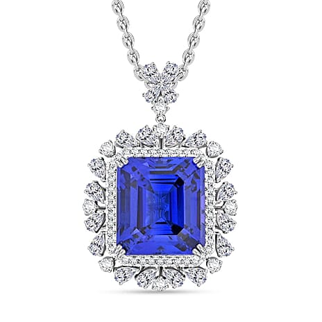 Certified and Appraised RHAPSODY 950 Platinum AAAA Tanzanite, Diamond Necklace 18 Inches 27.39 ct.