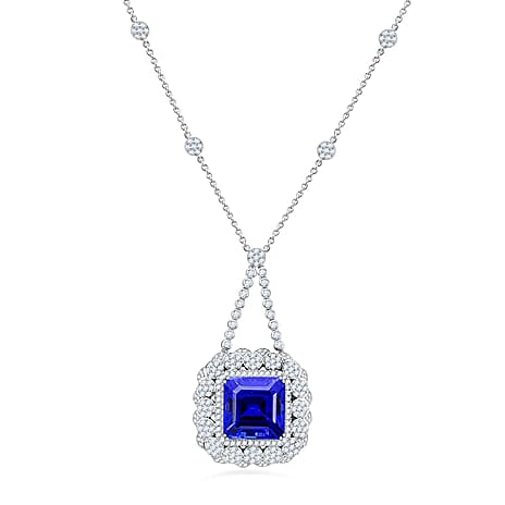 Certified and Appraised RHAPSODY 950 Platinum AAAA Tanzanite, White Diamond VS Pendant 43.35 Ct.