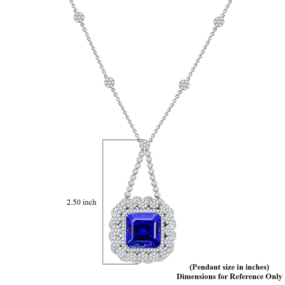 Certified and Appraised RHAPSODY 950 Platinum AAAA Tanzanite, White Diamond VS Pendant 43.35 Ct.