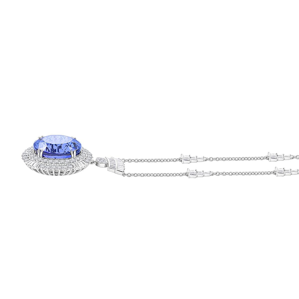 Certified and Appraised RHAPSODY 950 Platinum AAAA Tanzanite, Diamond Necklace 18 Inches 35.06 ct.