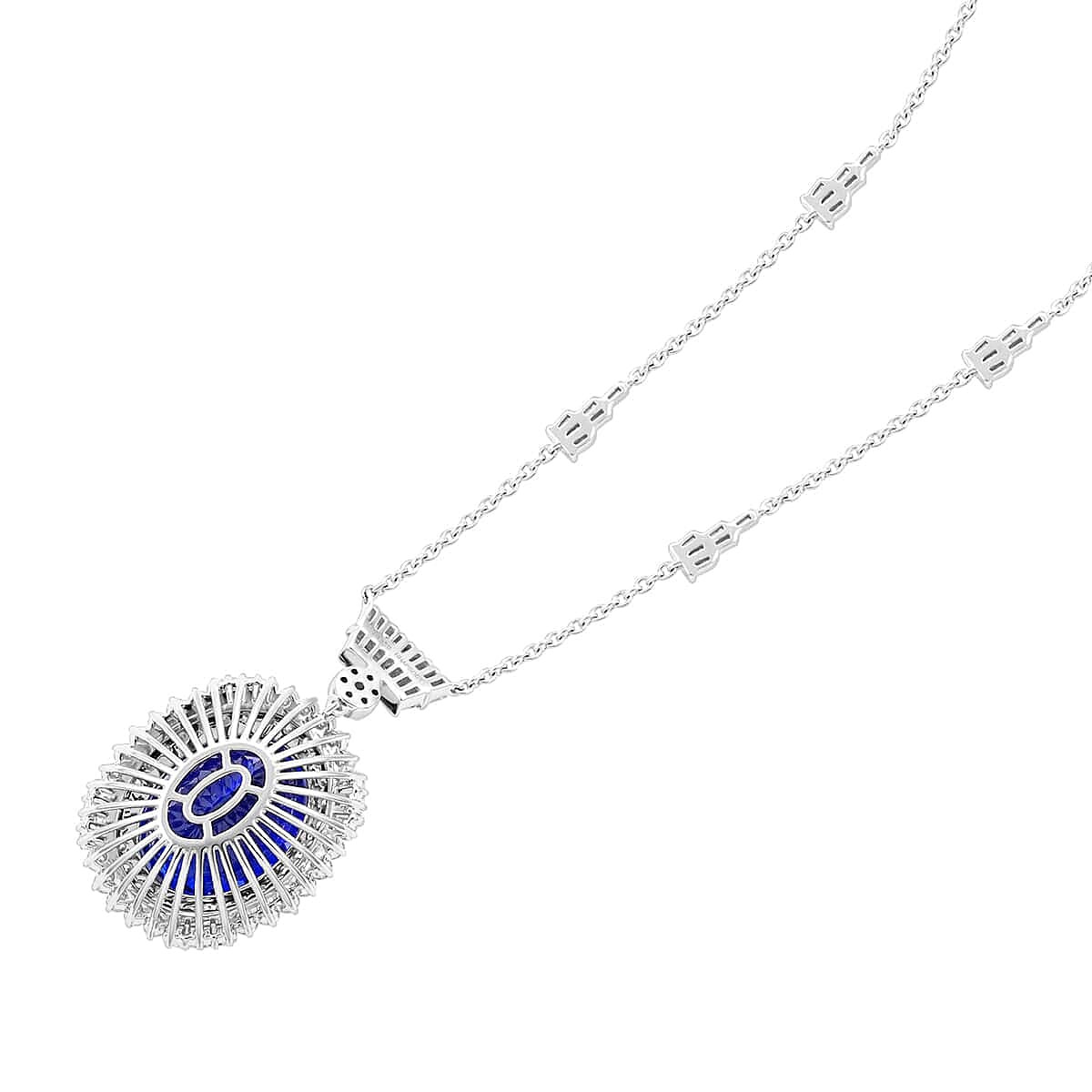 Certified and Appraised RHAPSODY 950 Platinum AAAA Tanzanite, Diamond Necklace 18 Inches 35.06 ct.