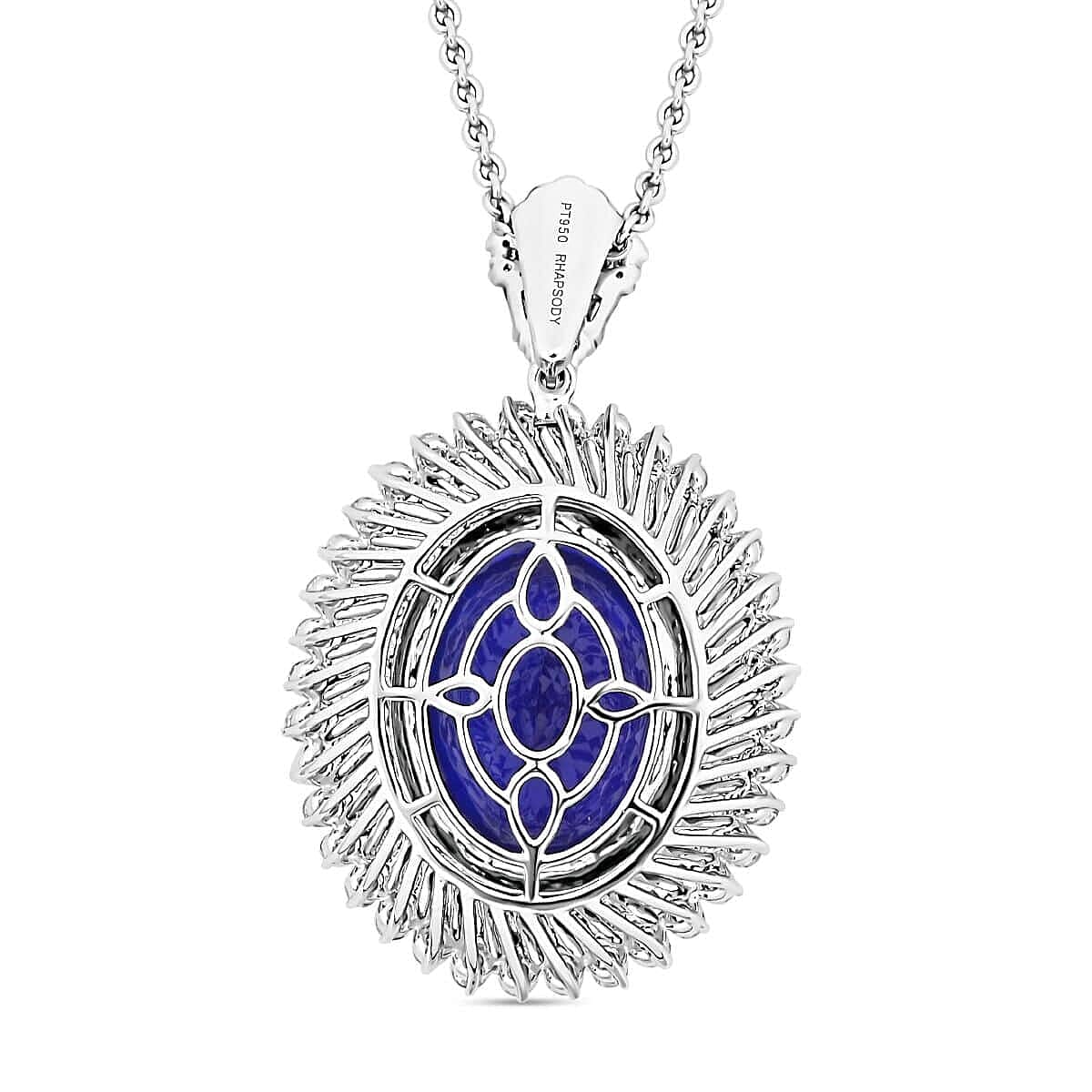 Certified and Appraised RHAPSODY 950 Platinum AAAA Tanzanite, Diamond Necklace 18 Inches 26.84 ct.
