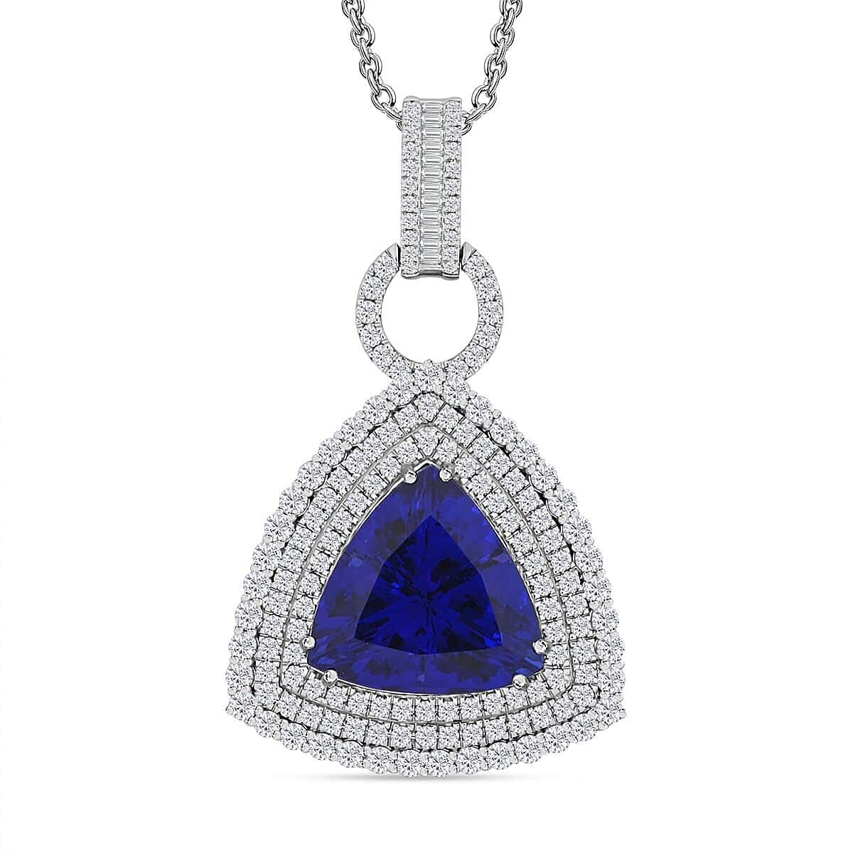 Certified and Appraised RHAPSODY 950 Platinum AAAA Tanzanite, Diamond Necklace 18 Inches 24.39 ct.