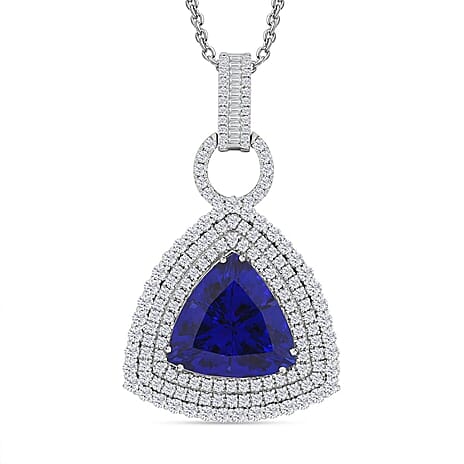 Certified and Appraised RHAPSODY 950 Platinum AAAA Tanzanite, Diamond Necklace 18 Inches 24.39 ct.