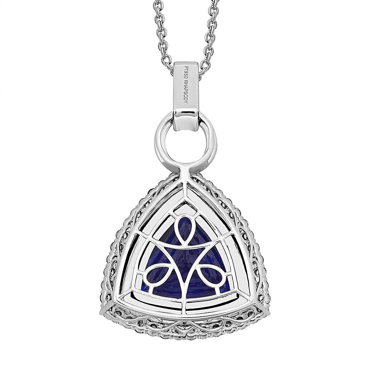 Certified and Appraised RHAPSODY 950 Platinum AAAA Tanzanite, Diamond Necklace 18 Inches 24.39 ct.