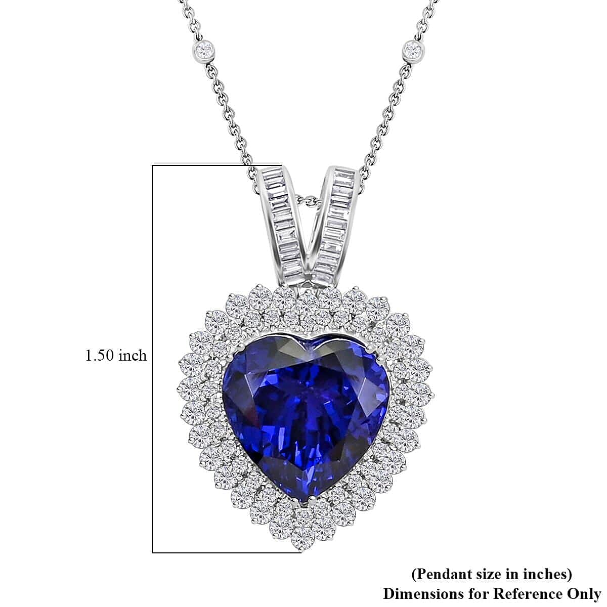 Certified and Appraised RHAPSODY 950 Platinum AAAA Tanzanite, Diamond Heart Necklace 23.45 Ct