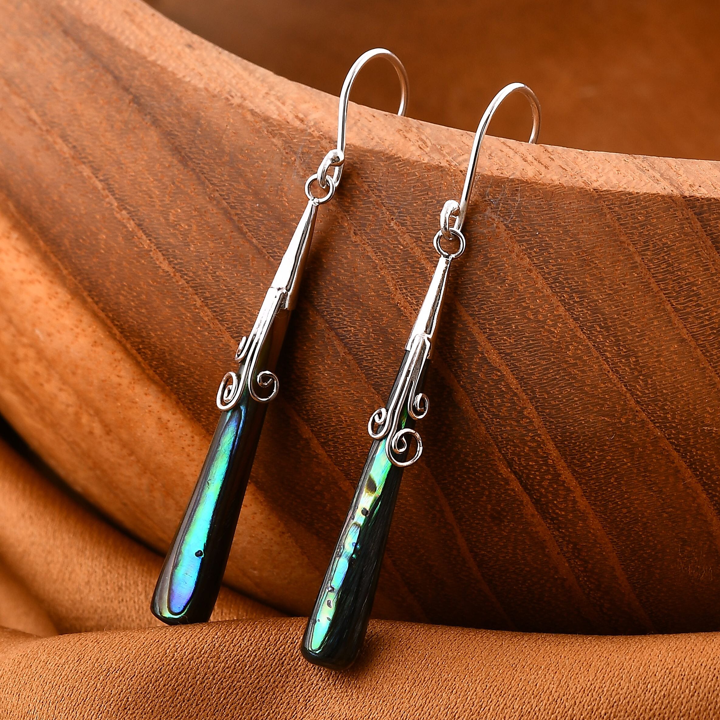 Abalone Shell Hook Earring in Sterling Silver